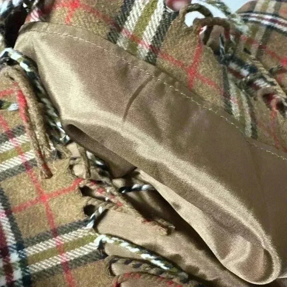 Reclaimed Vintage Brown and Red Wool Plaid Scarf Skirt Size 6P High Waist - Picture 5 of 6